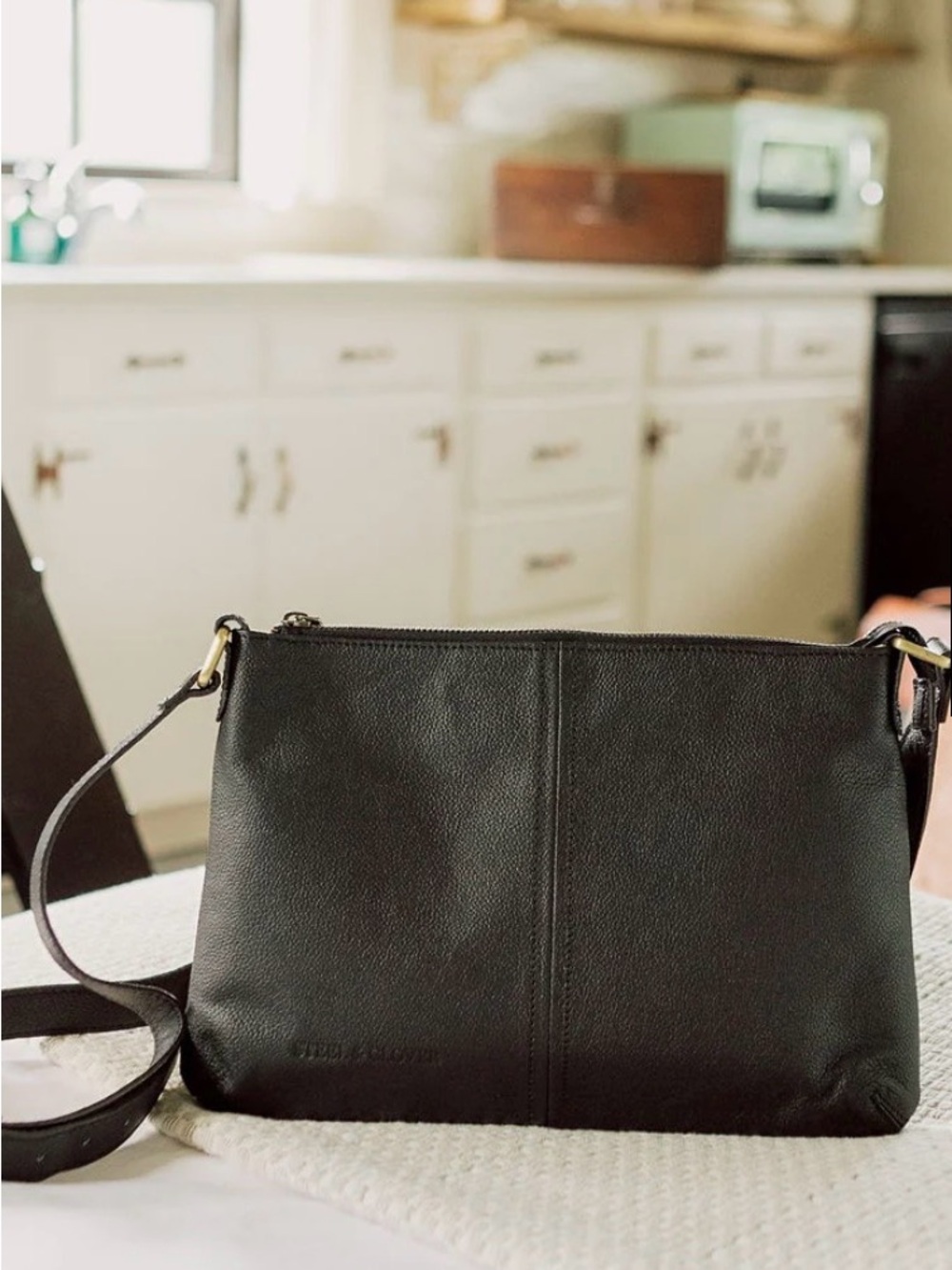 Classic Black Leather Crossbody Bag